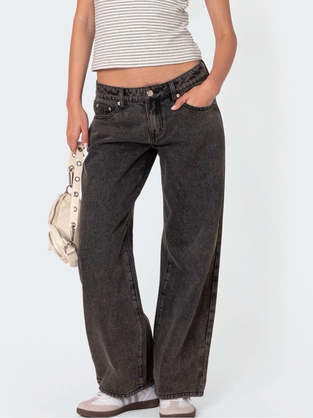 Edikted Black Wash Wide-Leg High-Rise Jeans